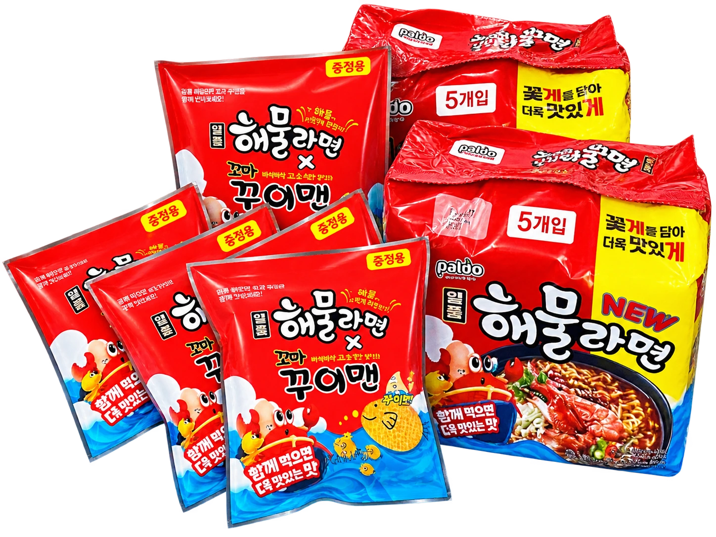 팔도 해물라면과 꾸이맨 협업 제품 패키지